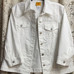 Ruby Rd. Woman White Lace Jean Jacket